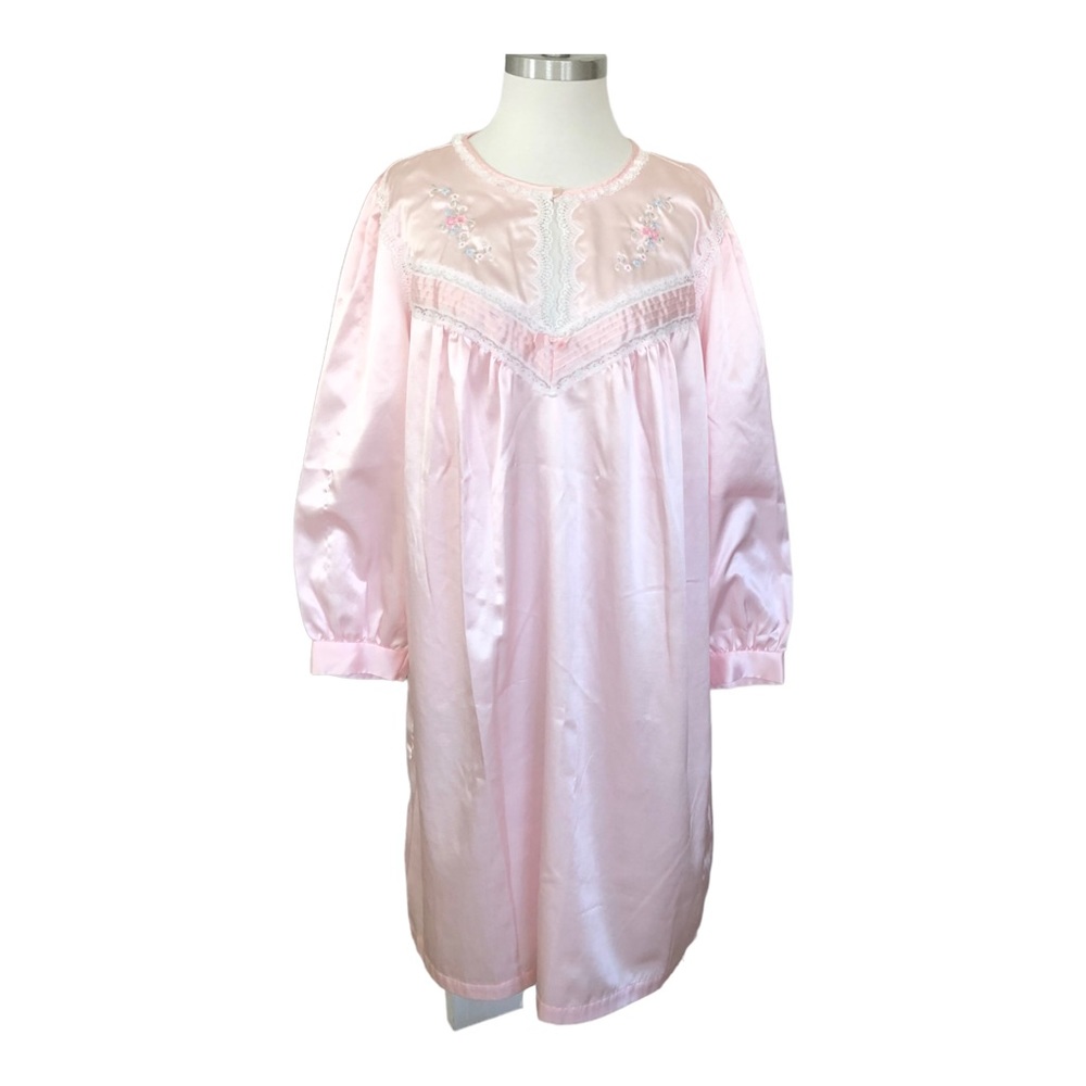 Vintage Barbizon Flannel Lined “Satin” Pink Nightgown Size XL